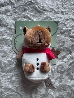 Plush Dog Snowman Toy with Pink Scarf